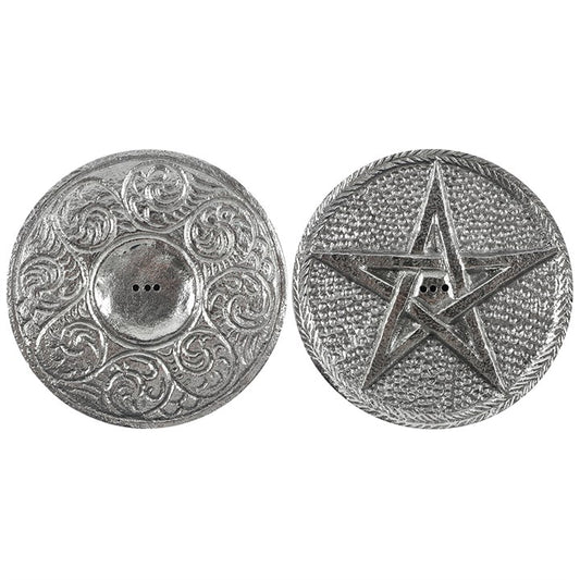 Silver Pentagram Incense Holder 10cm