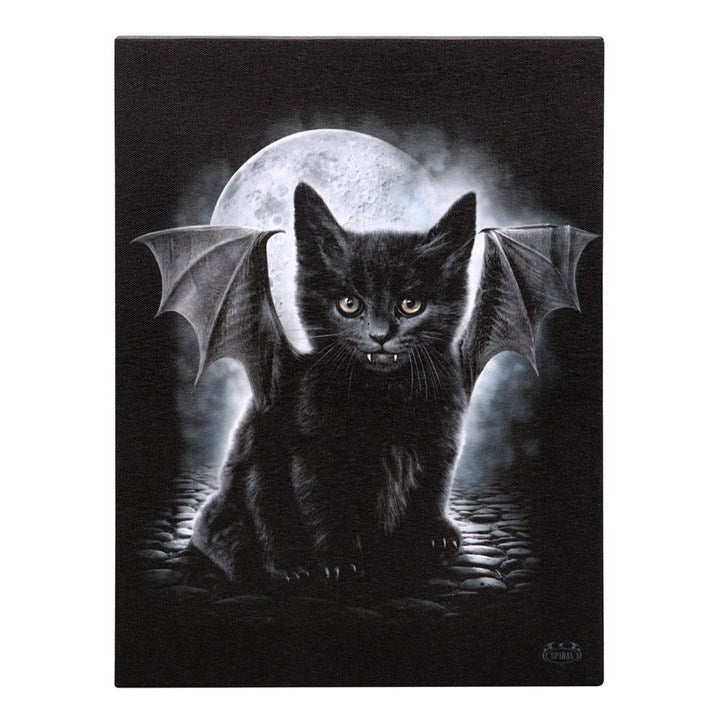 Bat Cat Canvas Plaque by Spiral Direct  19x25cm