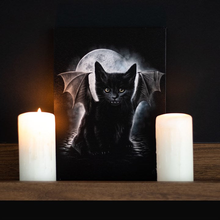 Bat Cat Canvas Plaque by Spiral Direct  19x25cm