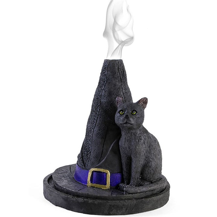 Witches  Hat With Cat Incense Cone Holder