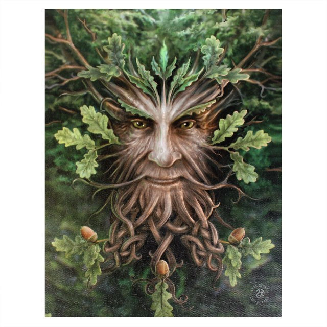 Oak King Canvas Plaque by Anne Stokes 19x25cm