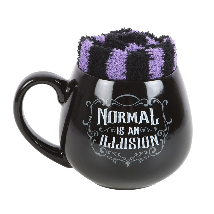 Normal is an Illusion Gothic Mug and Socks Set