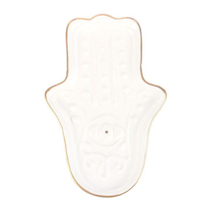 White Hamsa Hand Incense Stick Holder