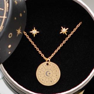 Astrology Wheel Earring and Necklace Set