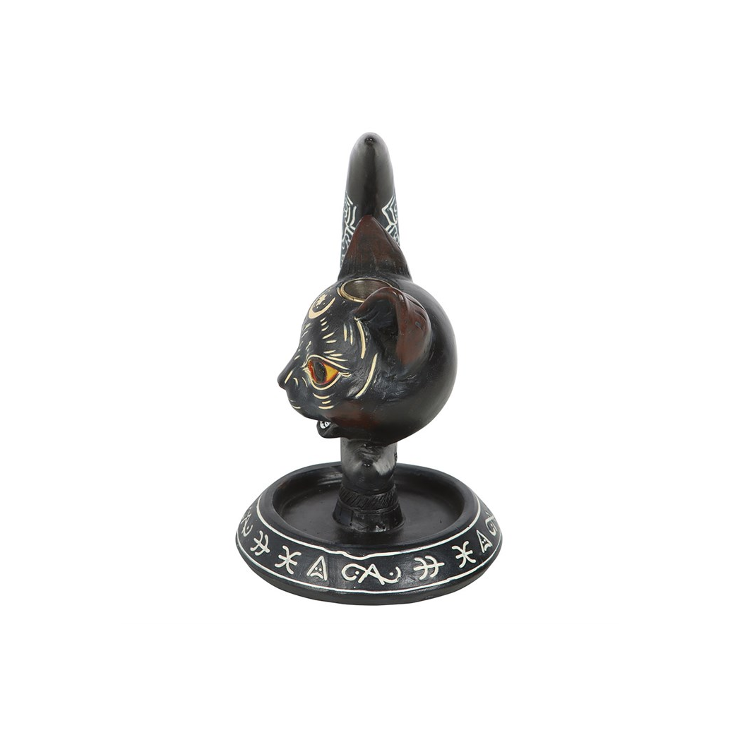 Black Cat on Moon Backflow Incense Burner