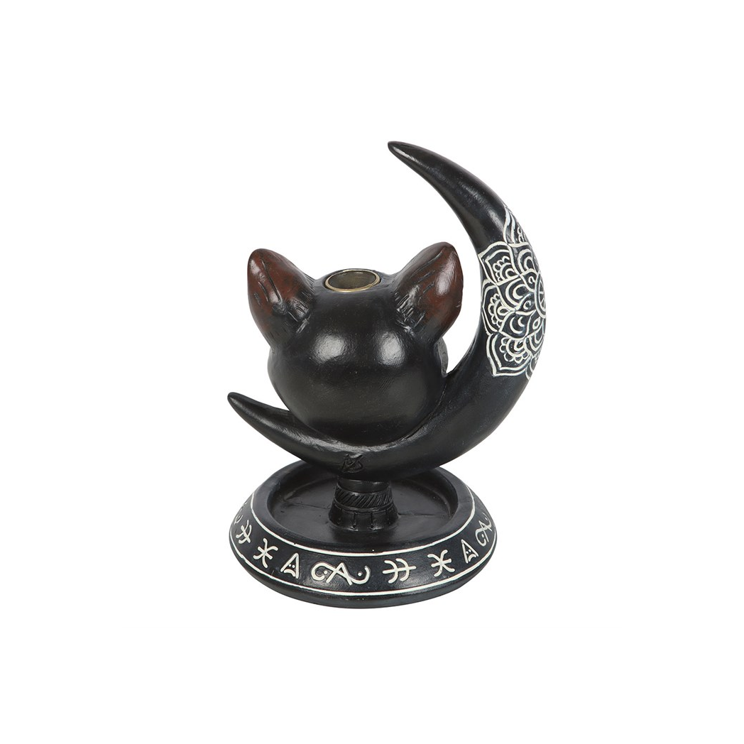 Black Cat on Moon Backflow Incense Burner